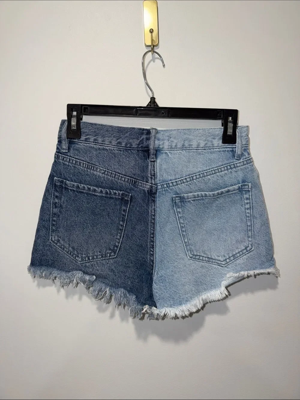 PACSUN 25 Vintage Two Tone Medium Light Wash Fringe Raw Hem Denim Jeans